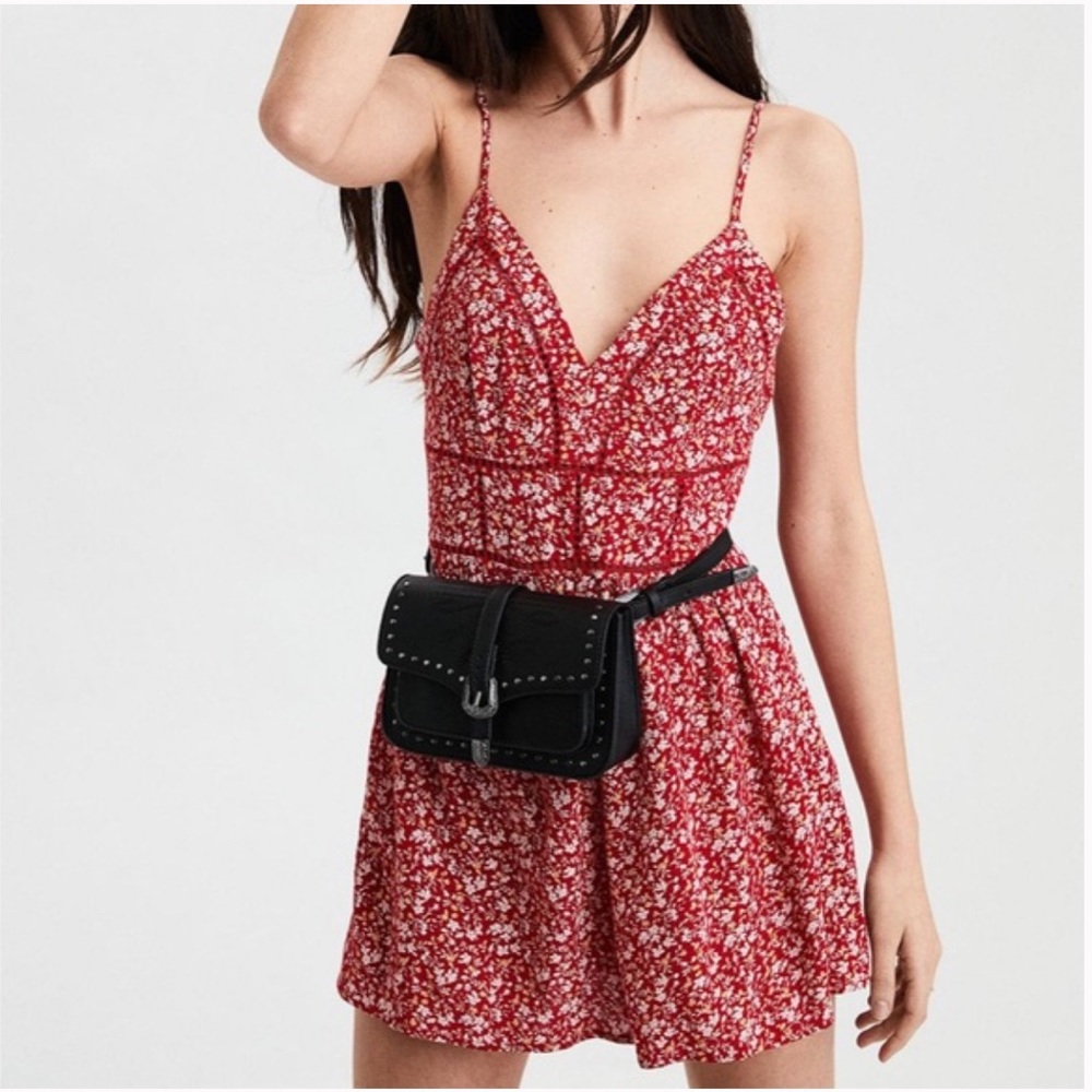 American Eagle Outfitters Red Floral Romper